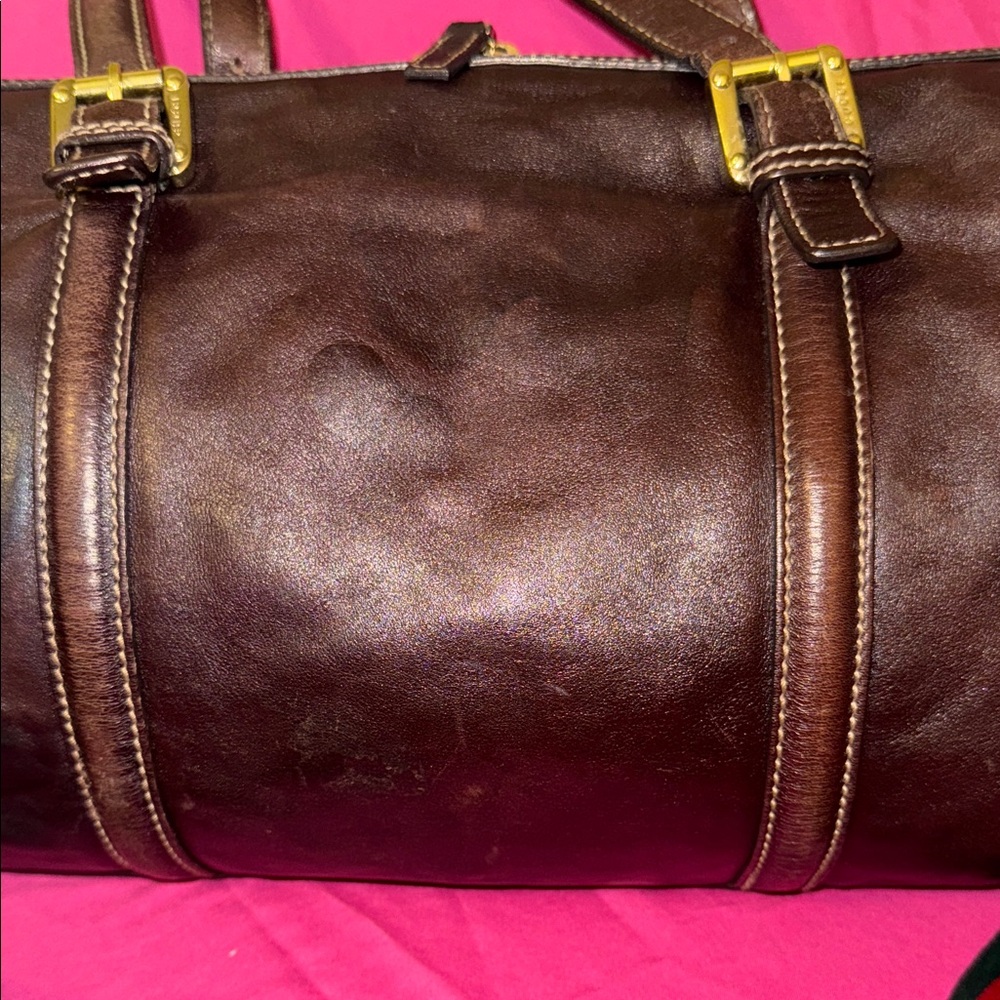 Gucci Brown Leather Duffel Bag with Green and Red Accents - Picture 9 of 16